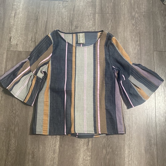 Dolan Left Coast Stripe Jacquard Bell Sleeve Top XS - Picture 2 of 5